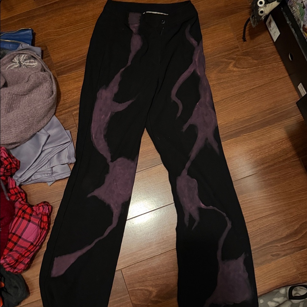 Stylish hand painted Black and Purple Women's Pants